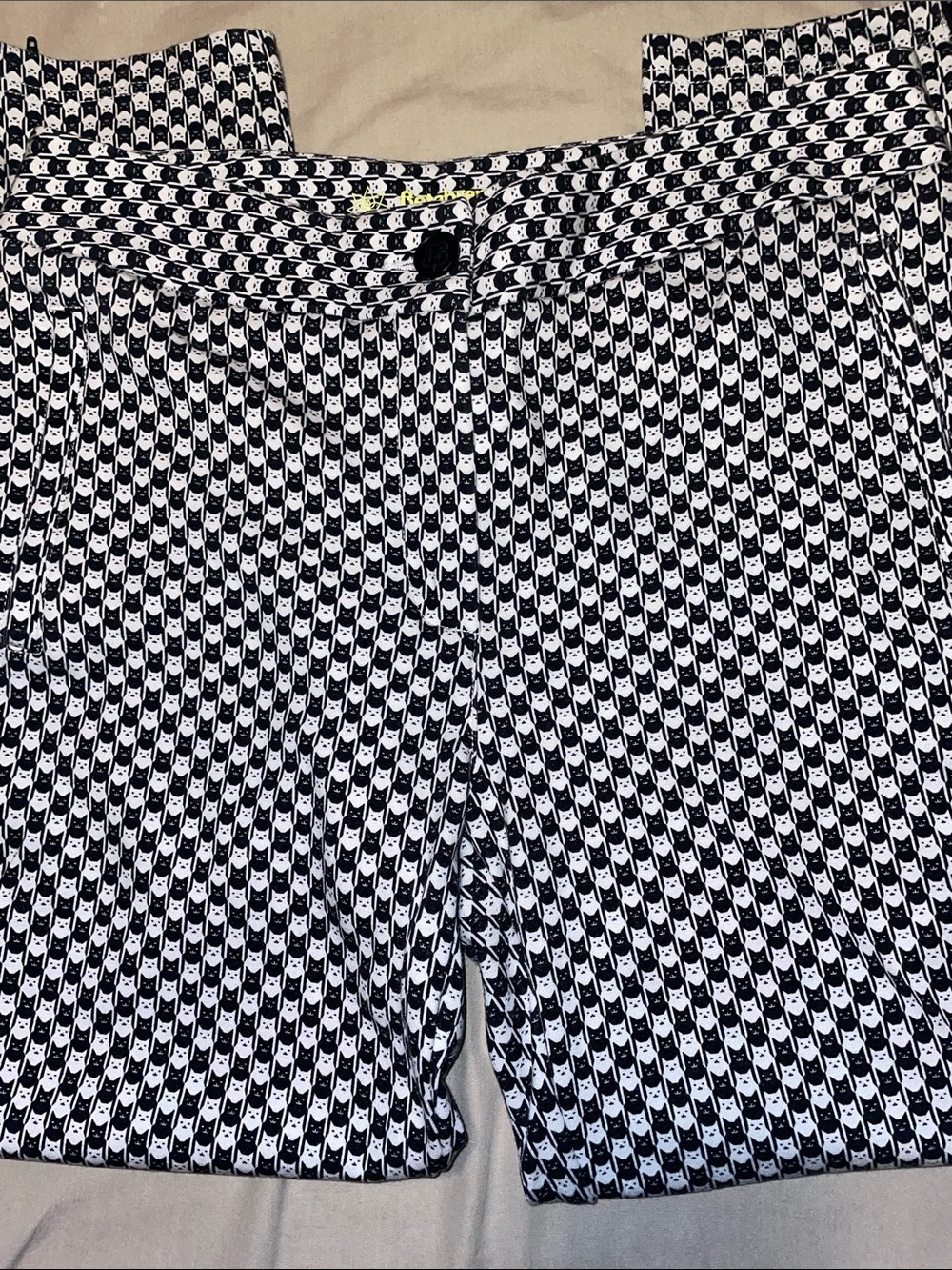 Betabrand Catstooth Black & White Patterned Dress Pants size MP